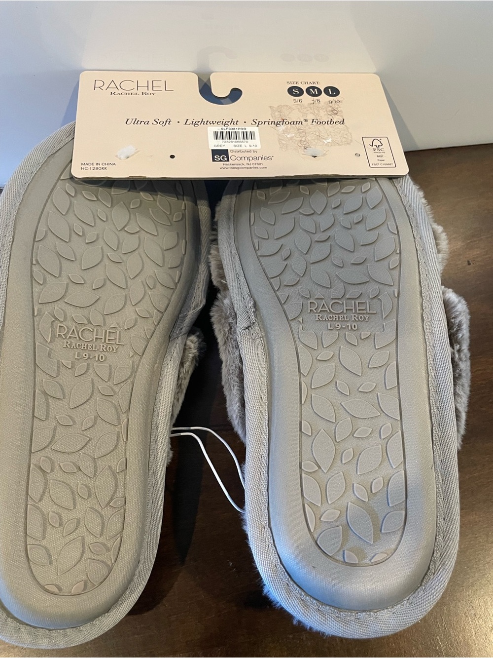 RACHEL Rachel Roy Plush Cross-Band Slippers — Taupe - Picture 3 of 3